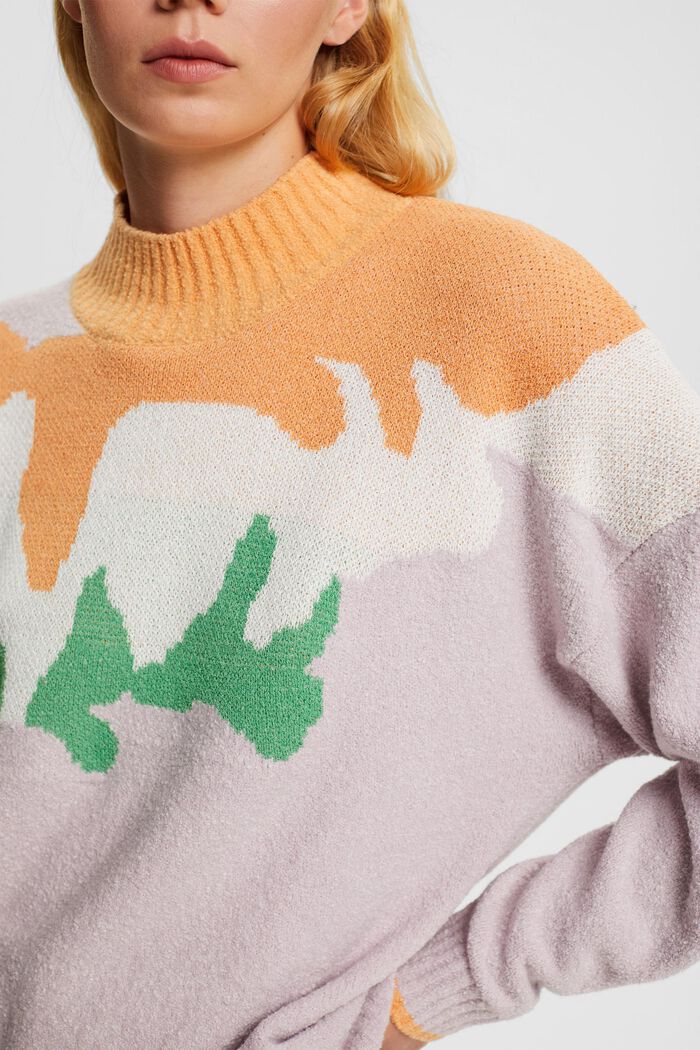 Kolorowy sweter z dzianiny, LAVENDER, detail image number 2