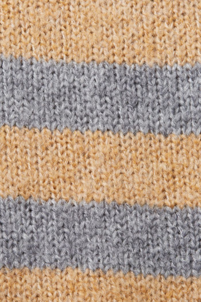 Sweter w paski z mieszanki z wełną i moherem, DUSTY NUDE, detail image number 5