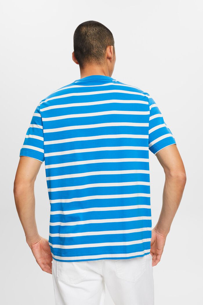 T-shirt w paski z bawełnianego dżerseju, BLUE, detail image number 3