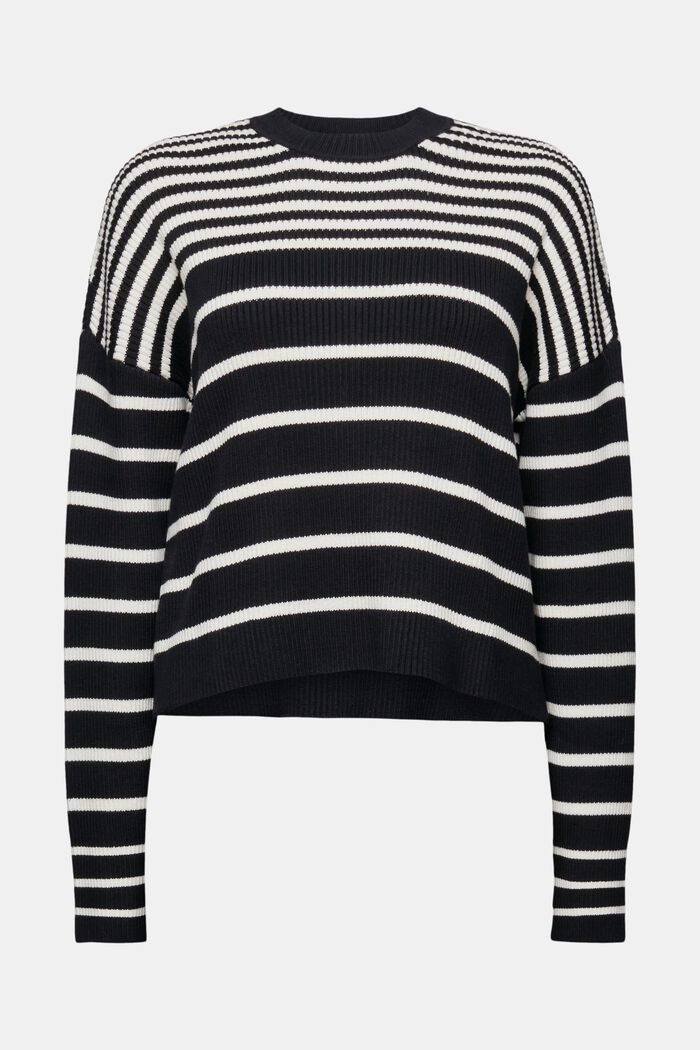 Sweter w paski z długim rękawem, BLACK, detail image number 6