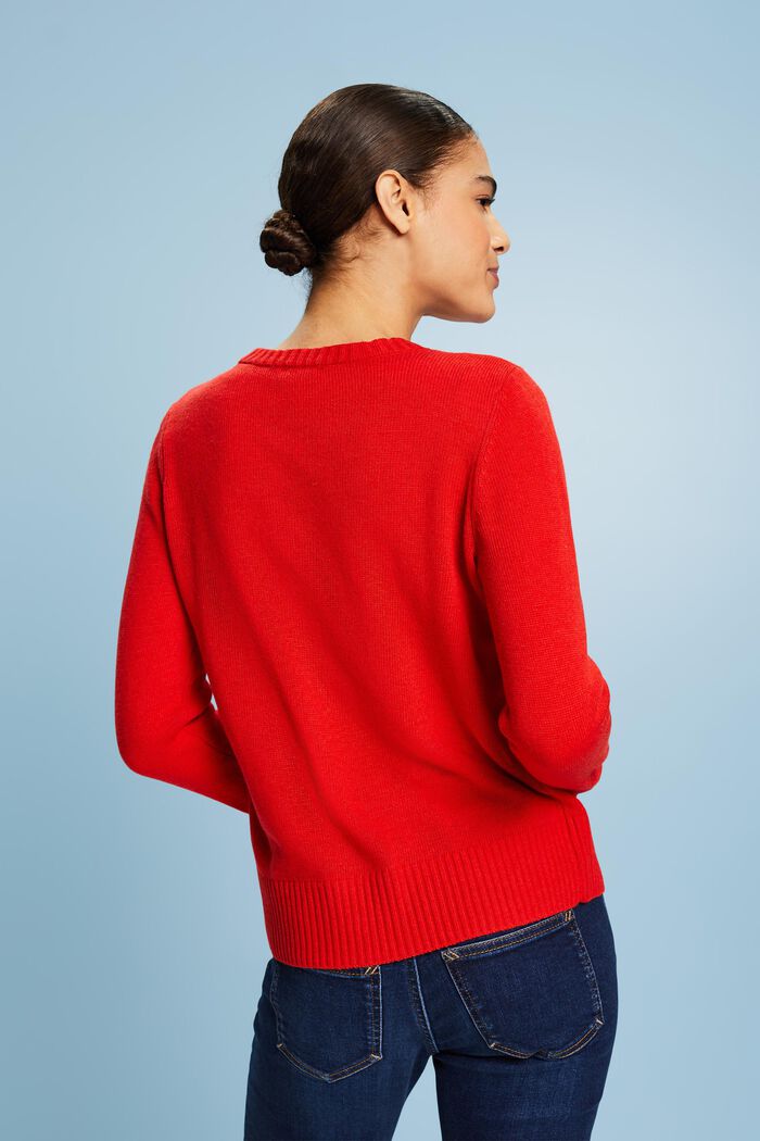 Sweter z okrągłym dekoltem, RED, detail image number 3