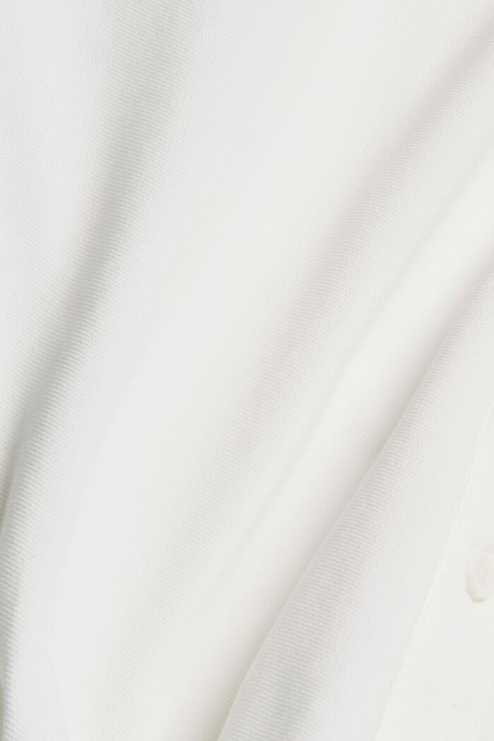 Bluzka z długim rękawem z piki, merceryzowana bawełna ekologiczna, OFF WHITE, detail image number 5