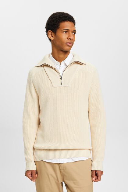 Sweter dzianinowy z zamkiem do połowy długości