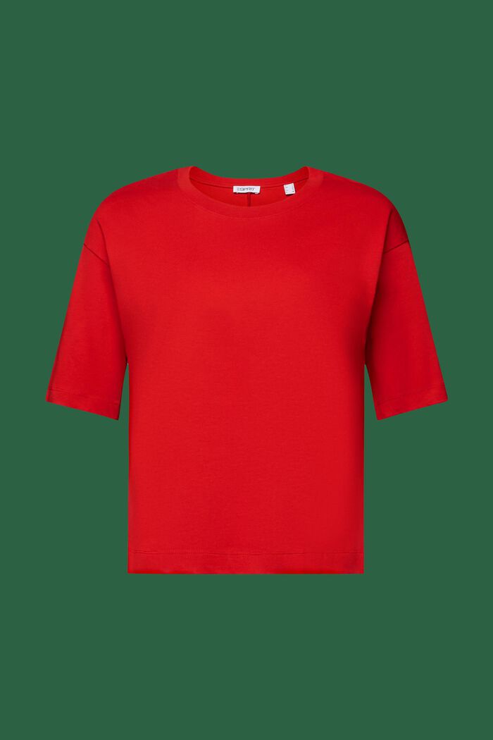 T-shirt z okrągłym dekoltem i wcięciem w talii, DARK RED, detail image number 6