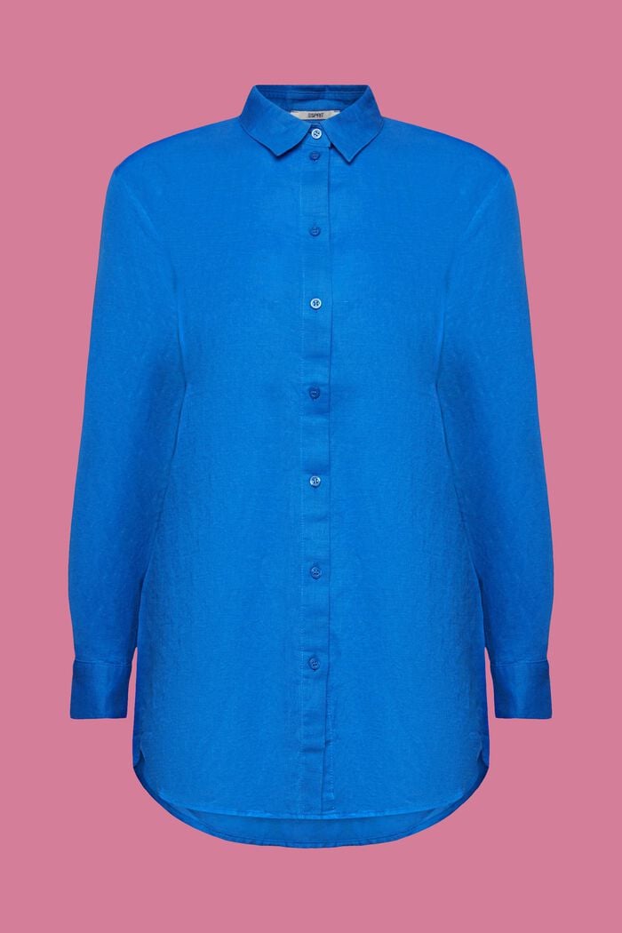 Koszula z mieszanki lnu i bawełny, BRIGHT BLUE, detail image number 6