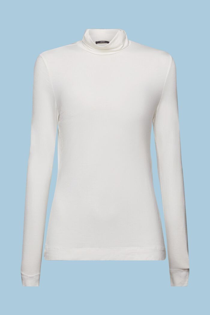 Koszulka z długim rękawem i golfem, TENCEL™, OFF WHITE, detail image number 6