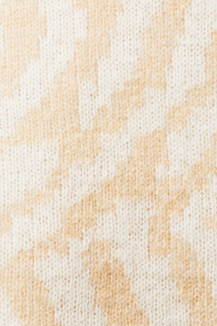 Abstrakcyjny żakardowy sweter, DUSTY NUDE, detail image number 6