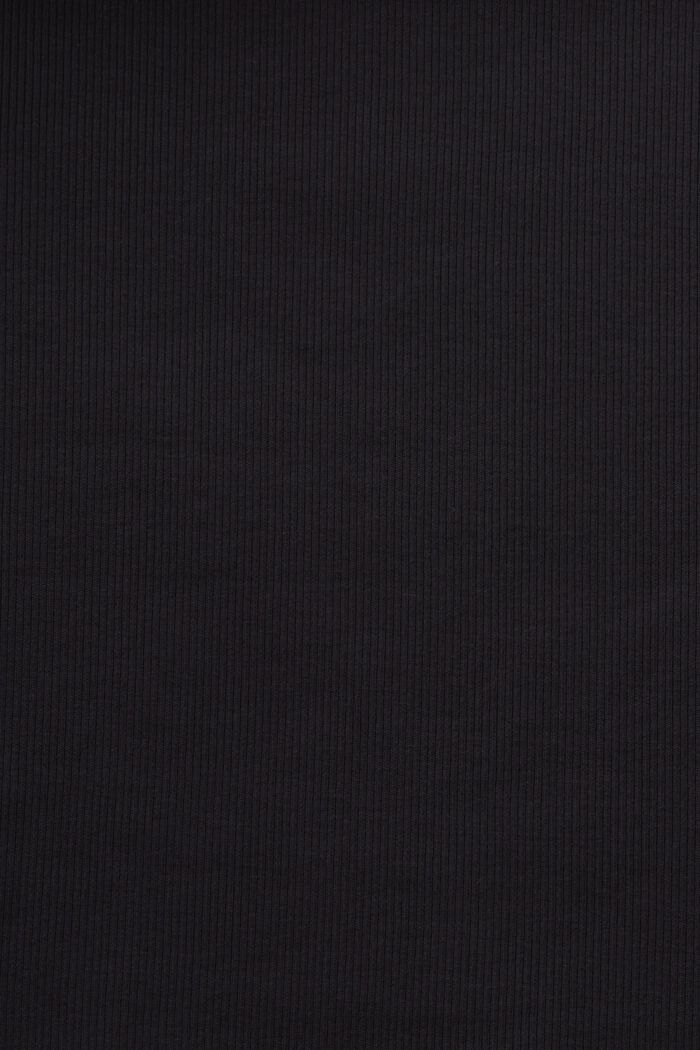 Skrócony T-shirt z prążkowanej bawełny, BLACK, detail image number 5