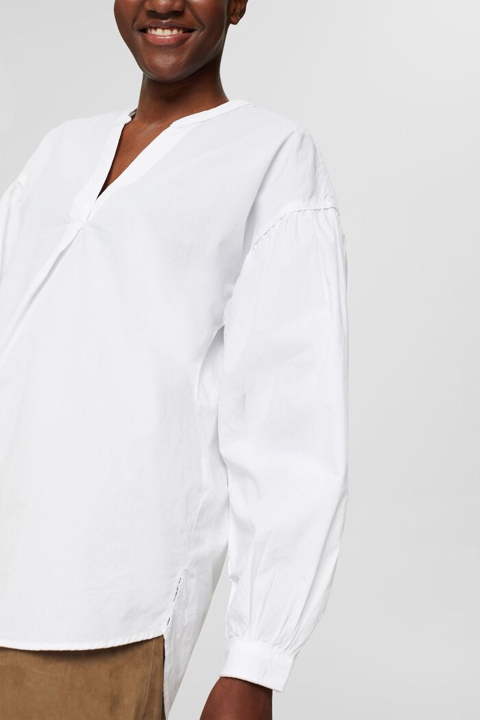 Koszulowa bluzka ze 100% bawełny, WHITE, detail image number 0