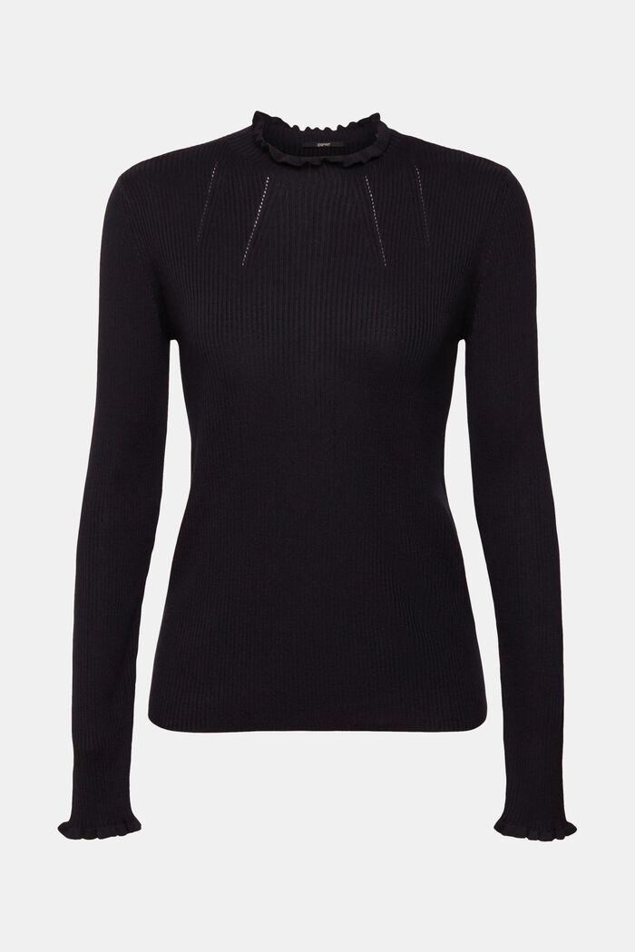 Prążkowany sweter z marszczeniem, TENCEL™, BLACK, detail image number 2