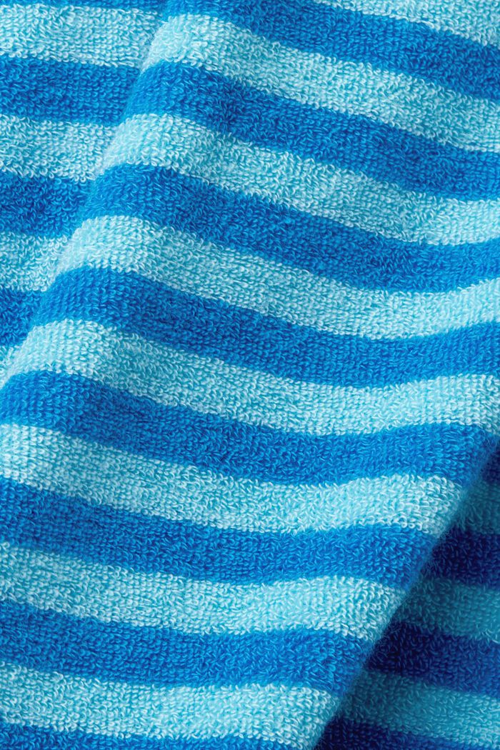 Szlafrok z kapturem z tkaniny frotte w paski, TURQUOISE, detail image number 4