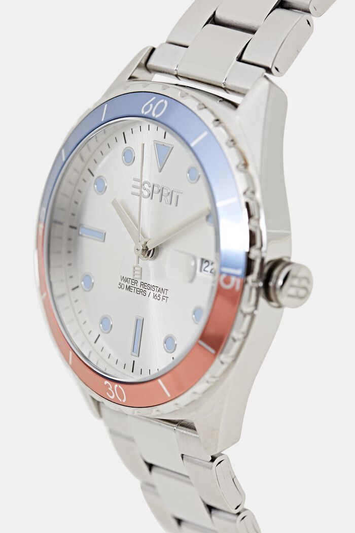 Zegarek ze stali szlachetnej z obwódką w innym kolorze, SILVER, detail image number 1