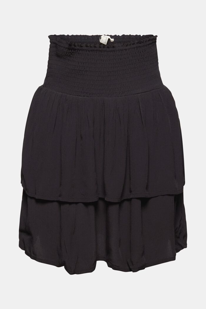Marszczona spódnica mini z falbanami, LENZING™ ECOVERO™, BLACK, detail image number 5