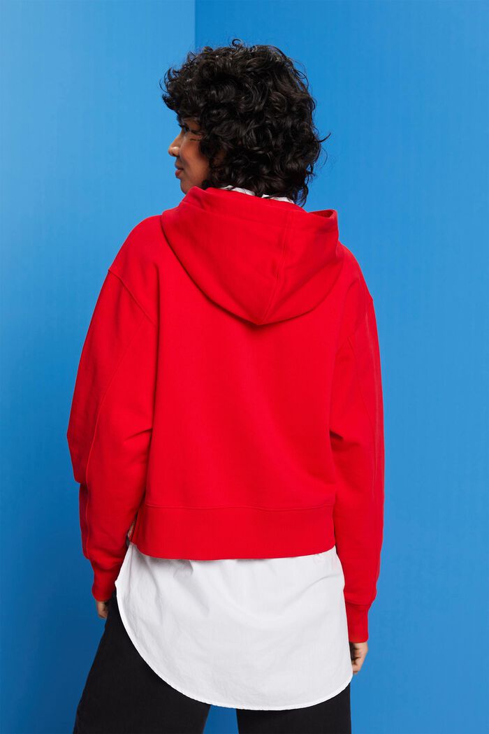 Skrócona bluza z kapturem, 100% bawełna, RED, detail image number 3