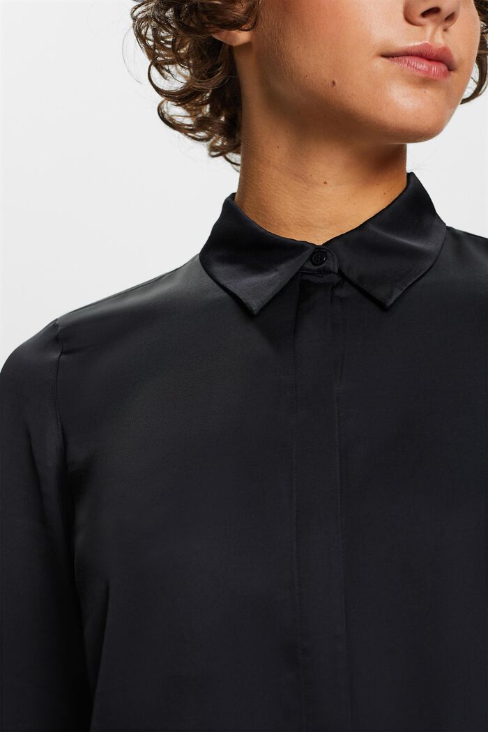 Satynowa bluzka z długim rękawem, BLACK, detail image number 2