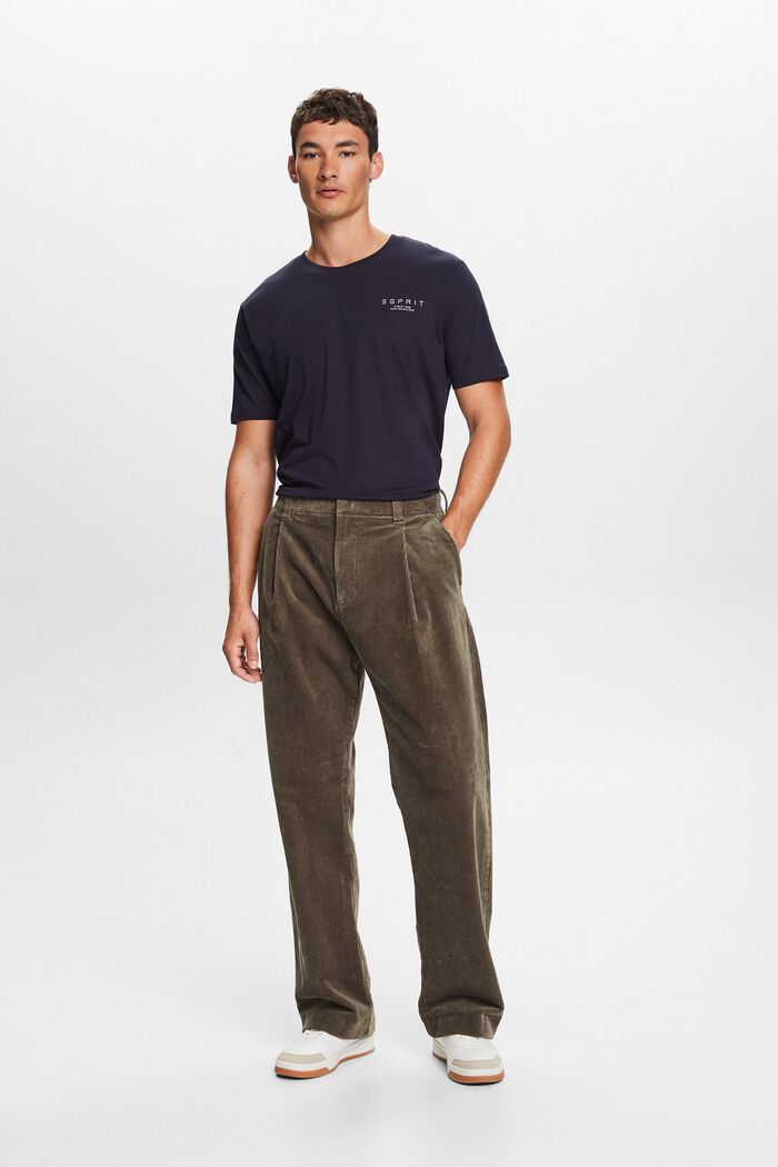 Sztruksowe spodnie z szerokimi nogawkami, BROWN GREY, detail image number 0