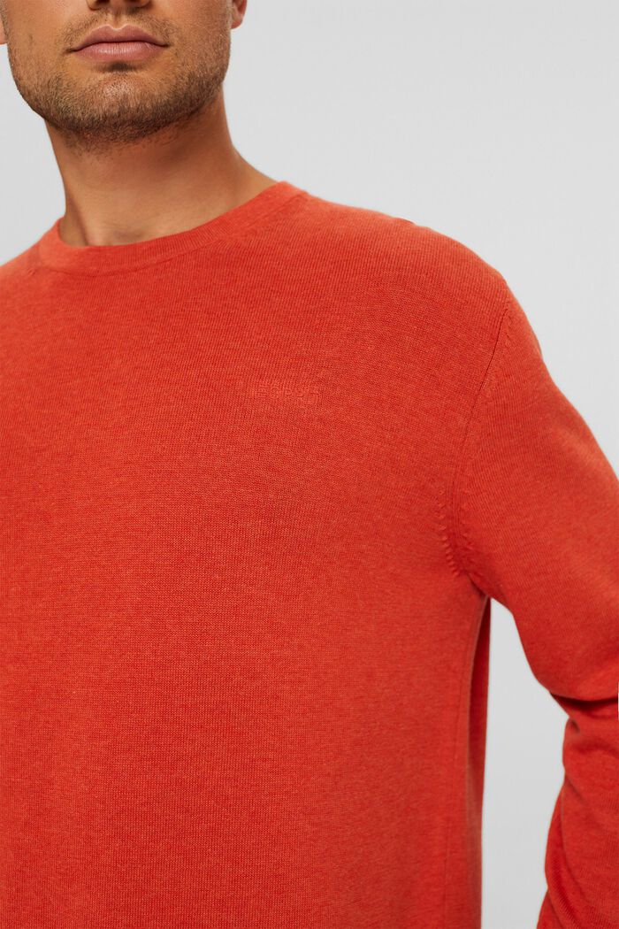 Sweter z okrągłym dekoltem z bawełny pima, ORANGE, detail image number 2