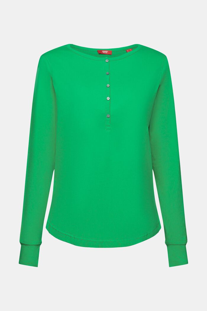 Bawełniany top henley, GREEN, detail image number 6