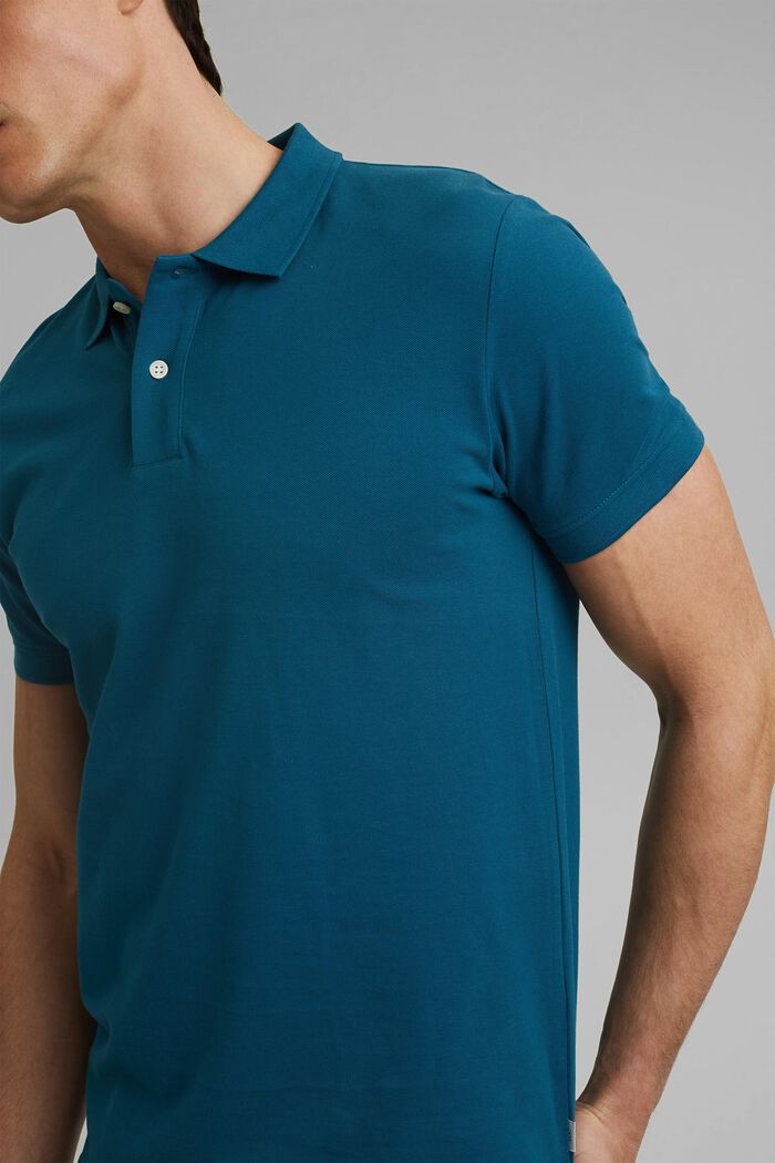 Koszulka polo z piki, 100% bawełny ekologicznej, PETROL BLUE, detail image number 1