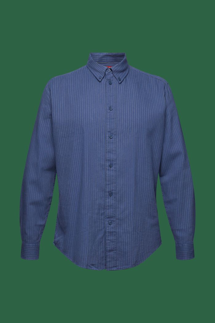 Flanelowa koszula z bawełny w prążki, GREY BLUE, detail image number 7
