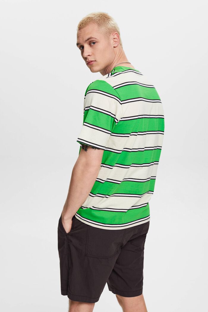 T-shirt w paski ze zrównoważonej bawełny, GREEN, detail image number 3