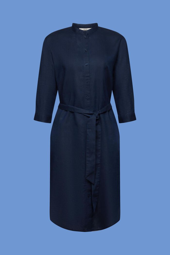 Sukienka koszulowa z paskiem, mieszanka lnu i bawełny, NAVY, detail image number 6