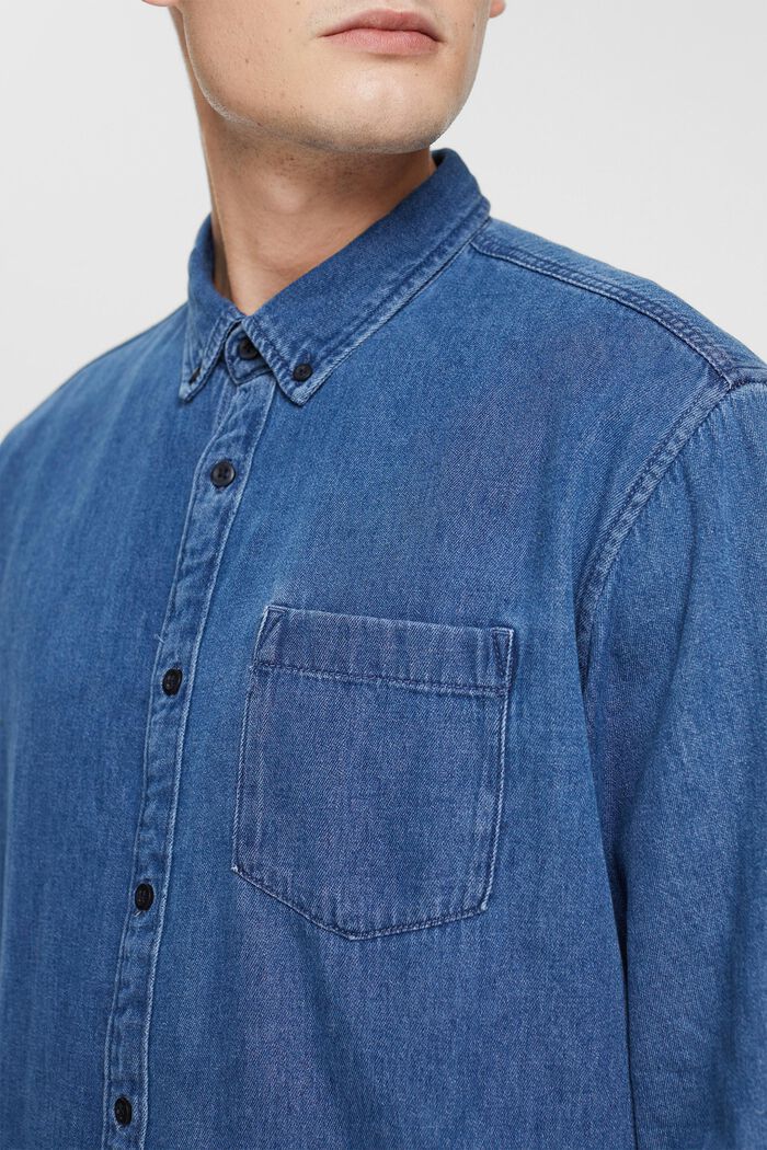 Dżinsowa koszula z naszytymi kieszeniami, BLUE MEDIUM WASHED, detail image number 0