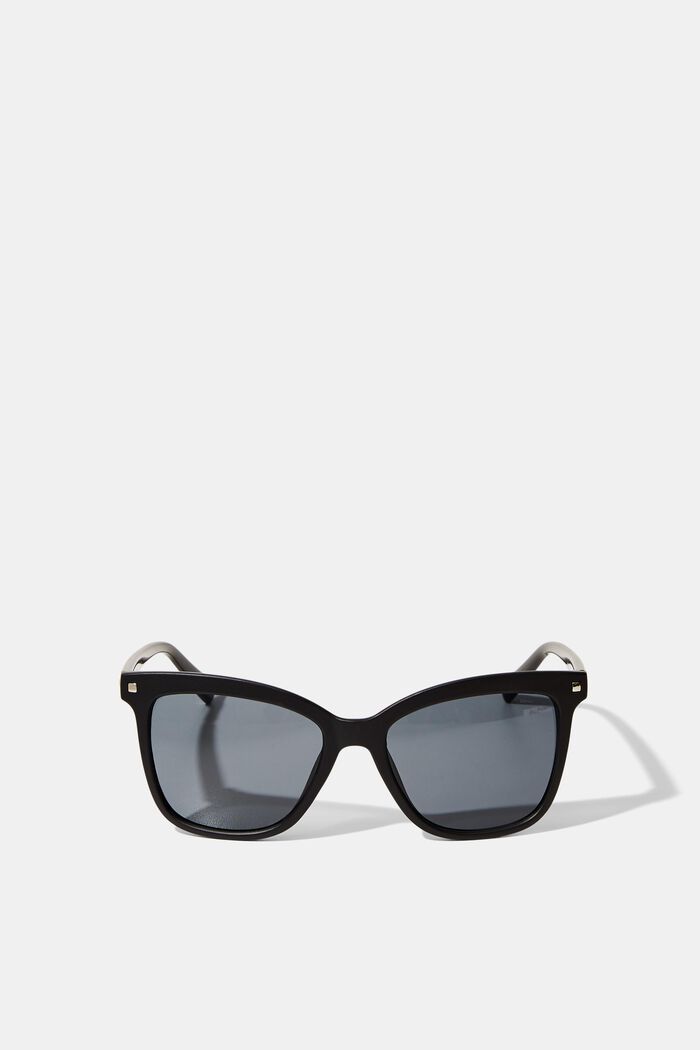 Prostokątne okulary przeciwsłoneczne z nitami, BLACK, detail image number 0
