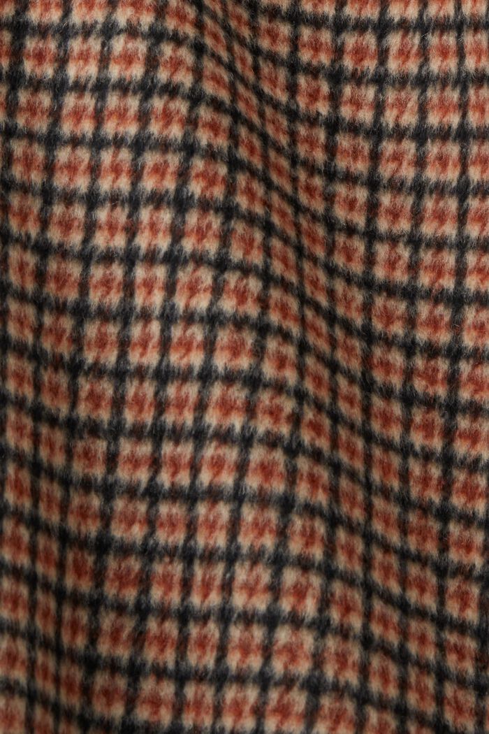 Płaszcz w kratkę z mieszanki wełnianej, TERRACOTTA, detail image number 6