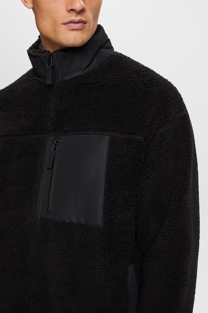 Kurtka z polaru i sztucznego kożuszka, BLACK, detail image number 2