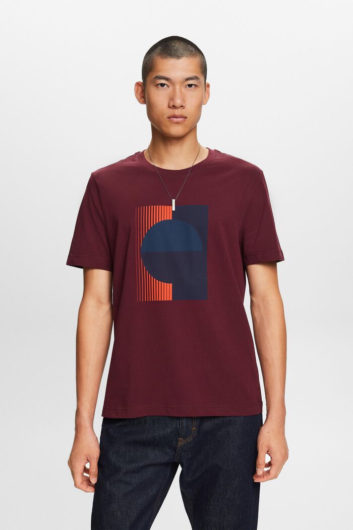 T-shirt z dżerseju z nadrukiem, 100% bawełna, AUBERGINE, detail image number 2