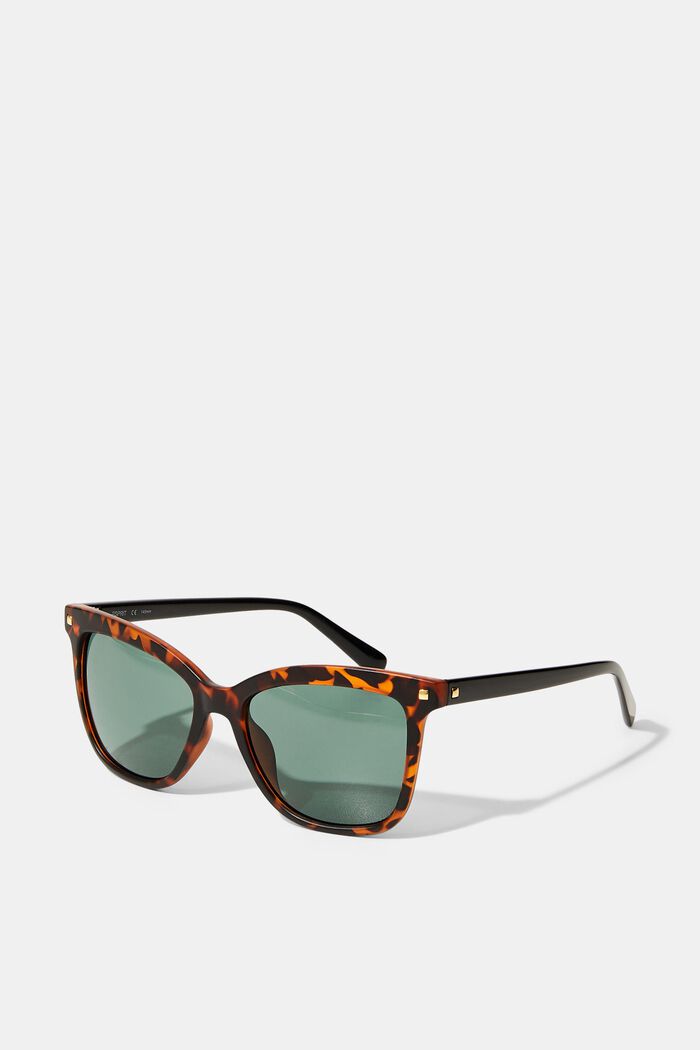 Prostokątne okulary przeciwsłoneczne z nitami, HAVANNA, detail image number 3