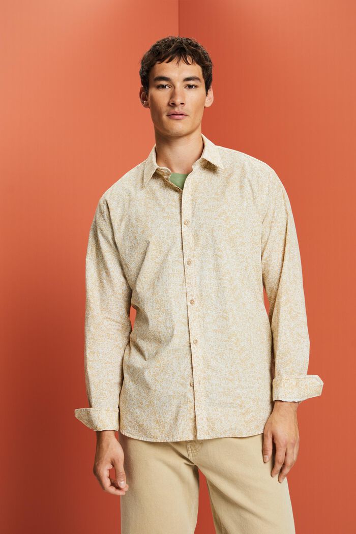 Wzorzysta koszula, 100% bawełny, SAND, detail image number 0