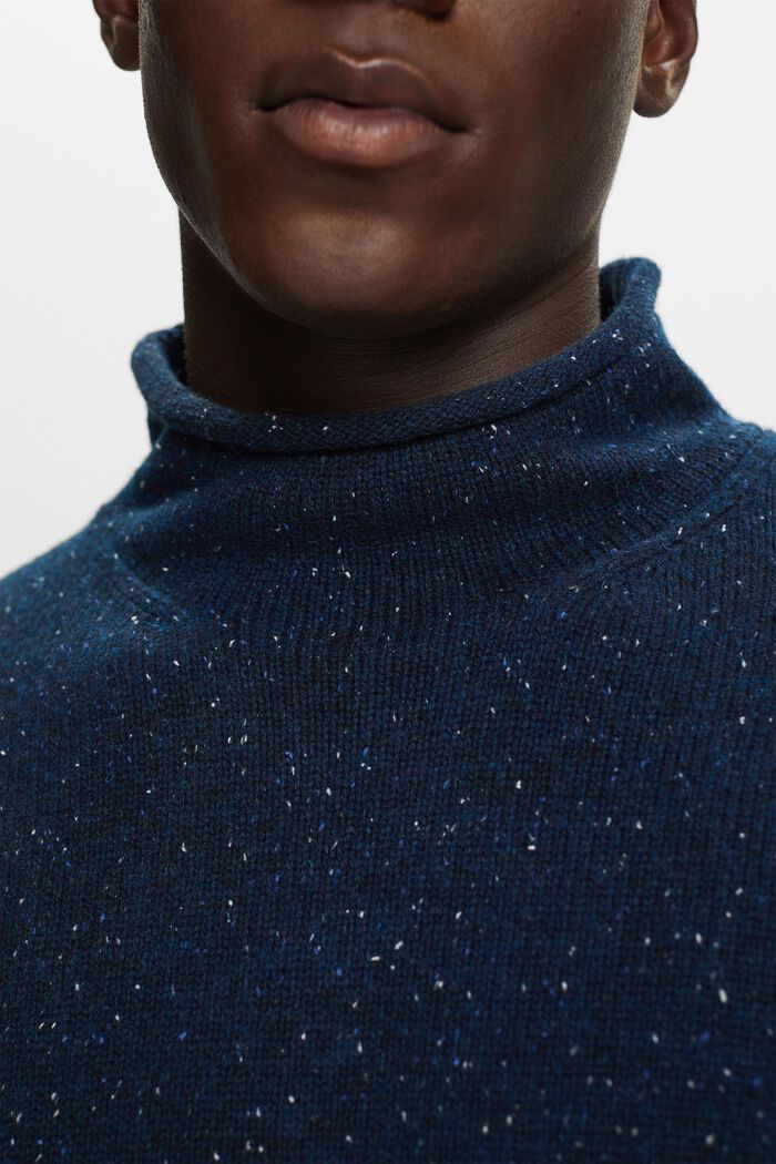 Sweter z półgolfem z mieszanki wełnianej, PETROL BLUE, detail image number 1