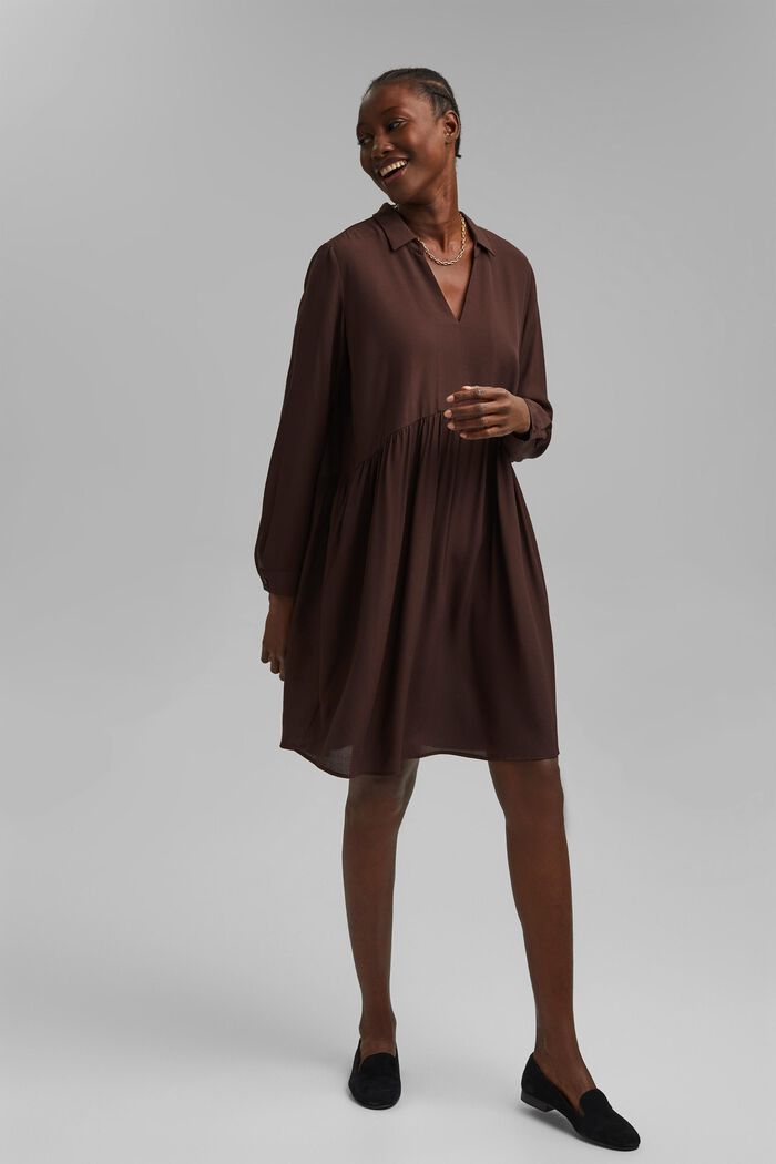 Sukienka bluzkowa z LENZING™ ECOVERO™, RUST BROWN, detail image number 1