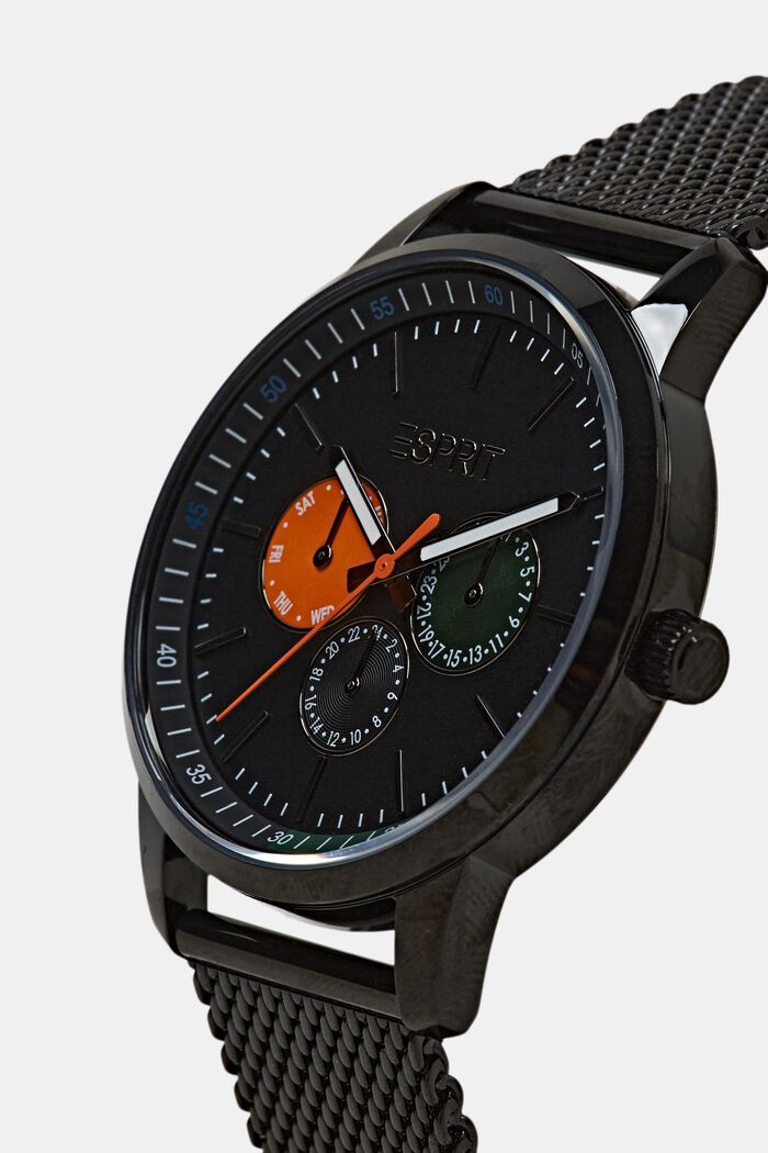 Zegarek ze stali nierdzewnej z paskiem, BLACK, detail image number 1