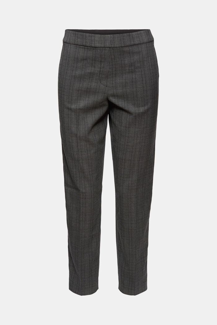 Skrócone spodnie w kratę z elastycznym pasem, DARK GREY, detail image number 6