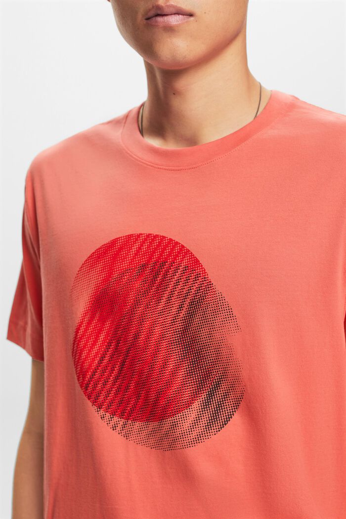T-shirt z nadrukiem z przodu, 100% bawełna, CORAL RED, detail image number 3