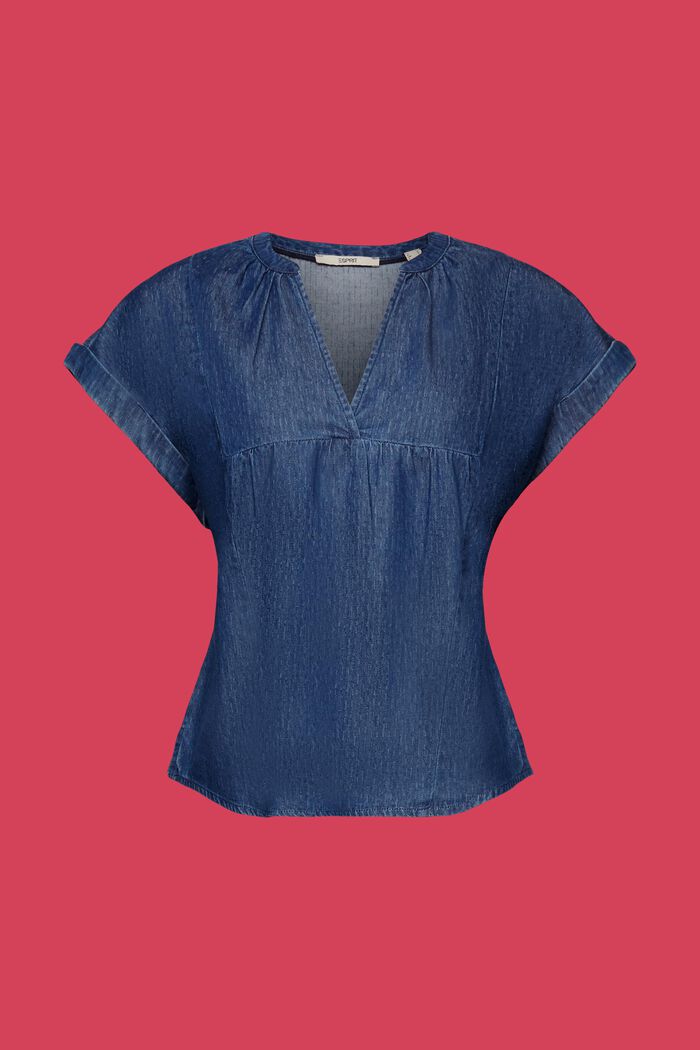Lekka, dżinsowa bluzka, 100% bawełna, BLUE MEDIUM WASHED, detail image number 6