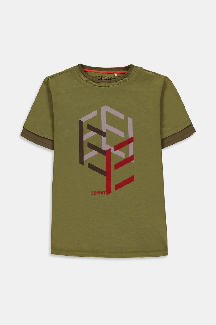 T-shirt w warstwowym stylu z nadrukiem, LEAF GREEN, detail image number 0
