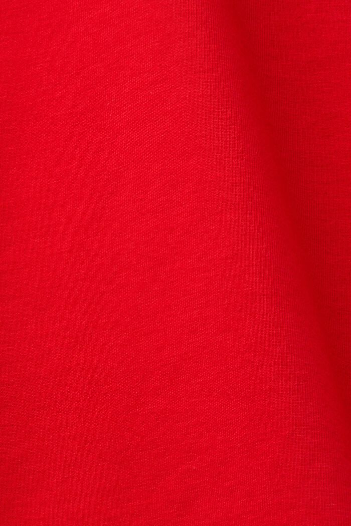 Skrócony T-shirt z błyszczącym ściągaczem, RED, detail image number 5