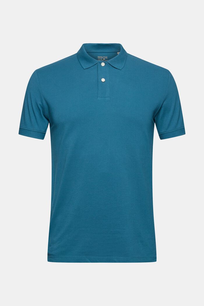 Koszulka polo z piki, 100% bawełny ekologicznej, PETROL BLUE, detail image number 0