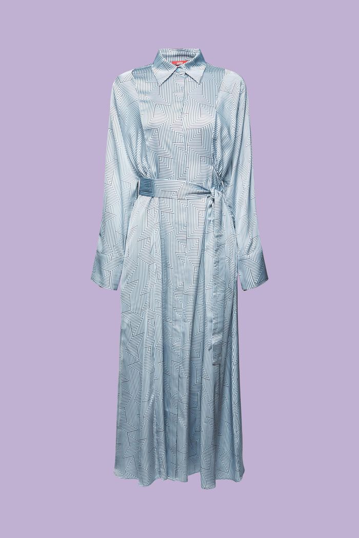 Sukienka midi z paskiem z szarmezy, LIGHT BLUE LAVENDER, detail image number 7