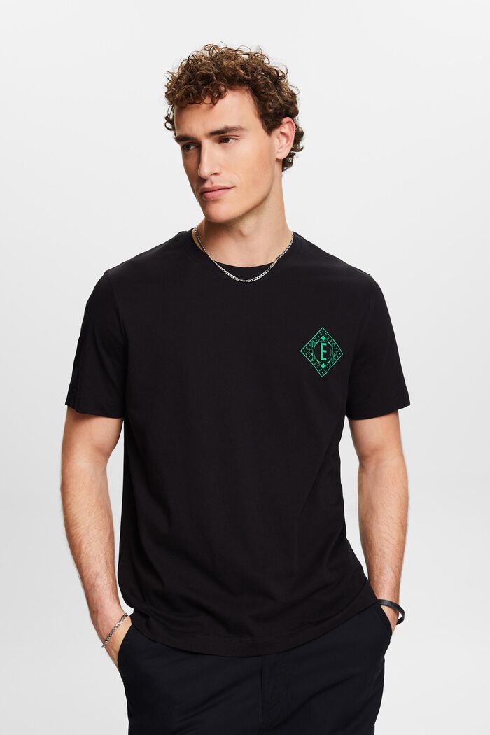 Logowany T-shirt z bawełnianego dżerseju, BLACK, detail image number 0