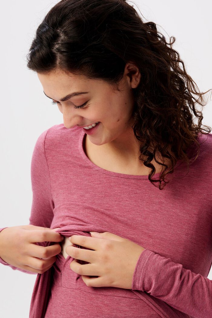MATERNITY Ciążowa bluzka z długim rękawem i funkcją karmienia, DARK OLD PINK, detail image number 1