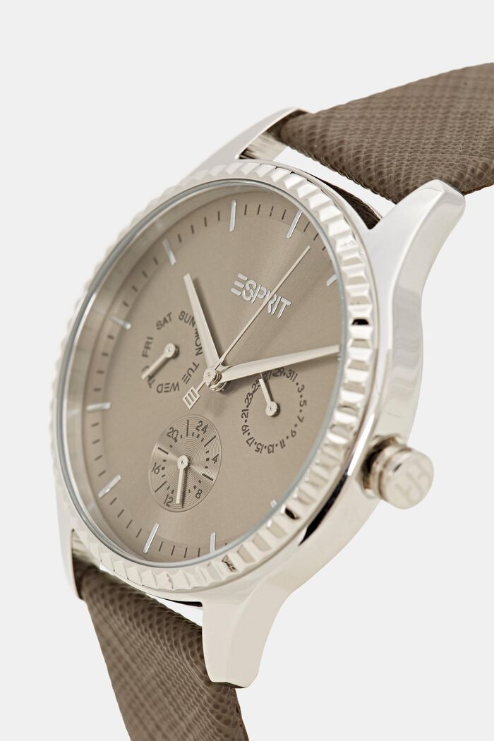 Zegarek wielofunkcyjny z paskiem ze skóry Saffiano, BROWN, detail image number 1