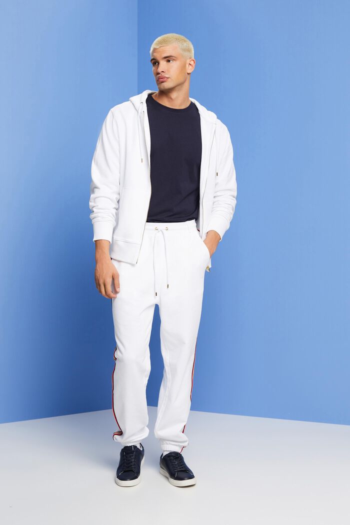Bawełniane spodnie dresowe w paski, WHITE, detail image number 1