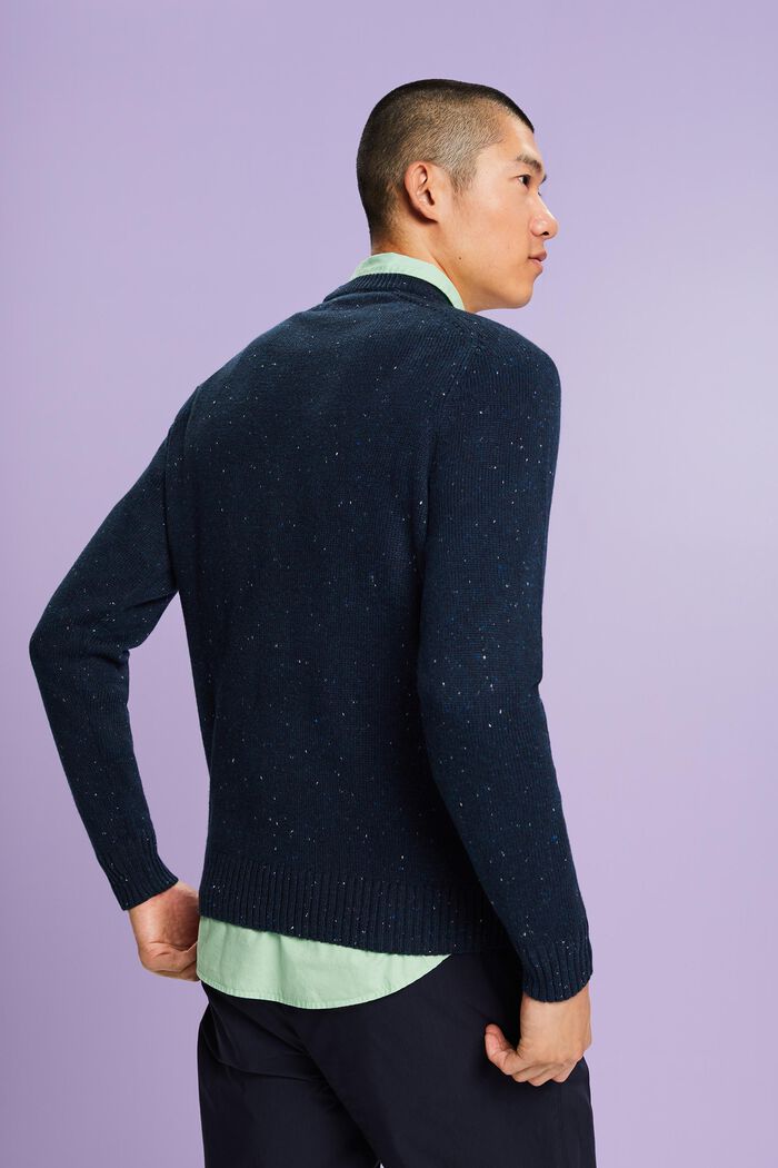 Nakrapiany sweter z okrągłym dekoltem, PETROL BLUE, detail image number 3