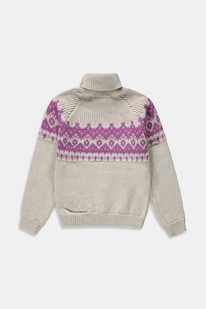 Sweter z kołnierzykiem polo i skandynawskim wzorem