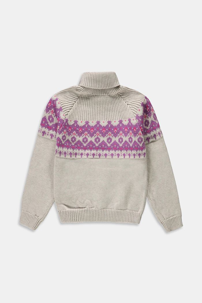 Sweter z kołnierzykiem polo i skandynawskim wzorem, ICE, detail image number 1